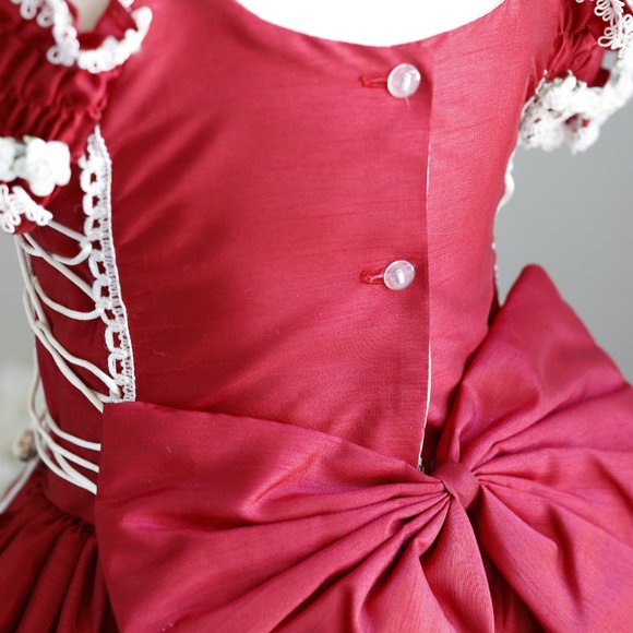 New Flower Girl Dress Party Royal Princess Deep Crimson Red Girls Size 4 - Picture 9 of 13